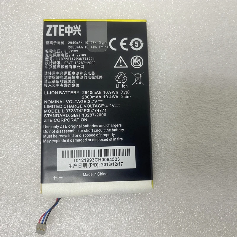 

Оригинальный аккумулятор точки доступа для мобильного Wi-Fi роутера ZTE MF915 MF93 MF93E MF93D 4G LTE Wi-Fi 2800 мАч Li3728T42P3h774771 ZEBAP1