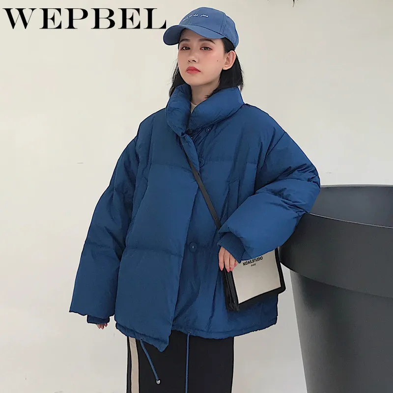 WEPBEL зимняя утепленная женская парка, куртка, повседневный стиль, стоячий воротник, хлопковое стеганое Женское пальто, дутые куртки для женщин