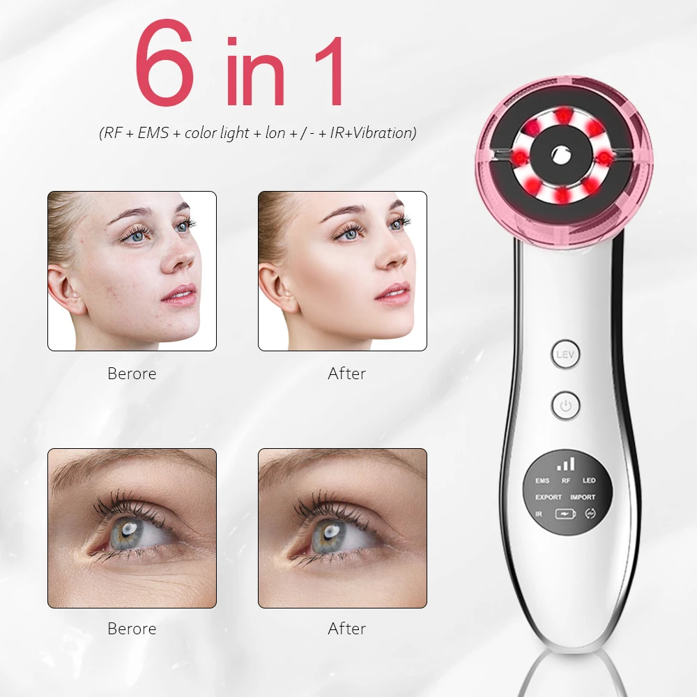 

Facial Skin Care Device IR Infrared IPL Skin Rejuvenation RF Radio Frequency EMS Electroporation Face Lifting Vibration Massage