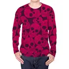 Мужская футболка с длинным рукавом KYKU, летняя футболка цвета красной розы с черепом, в стиле хип-хоп, панк-рок