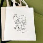 Холщовая Сумка-тоут с абстрактным изображением Kpop, модные сумки для покупок, Женская дорожная сумка для хранения, женская сумка-тоут на плечо в стиле Харадзюку