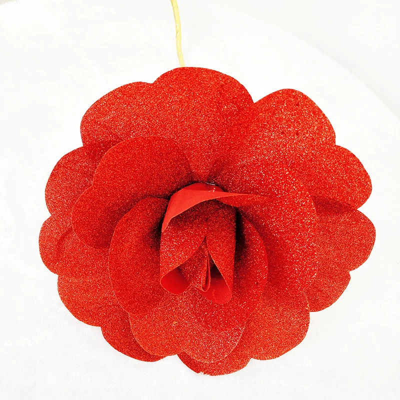 Новый яркий большой цветок розы искусственный блестящий порошок рождественские