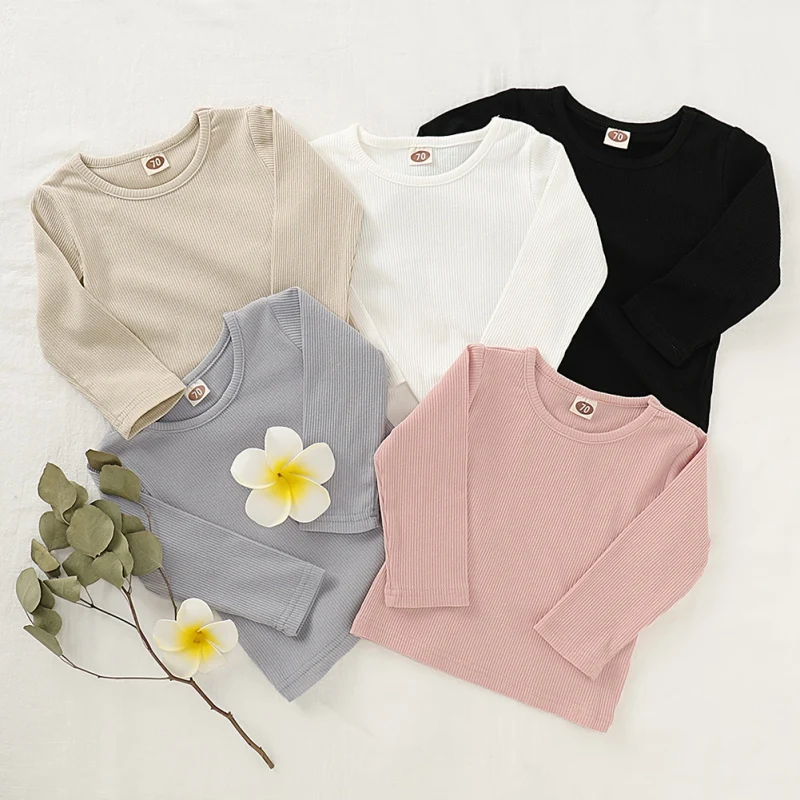 Spring Toddler Blouse Baby Girl Pure Tees Cotton Soft Long Sleeve Boy T-Shirt Basic Bottoming Girls Infant Kids Clothes | Детская одежда