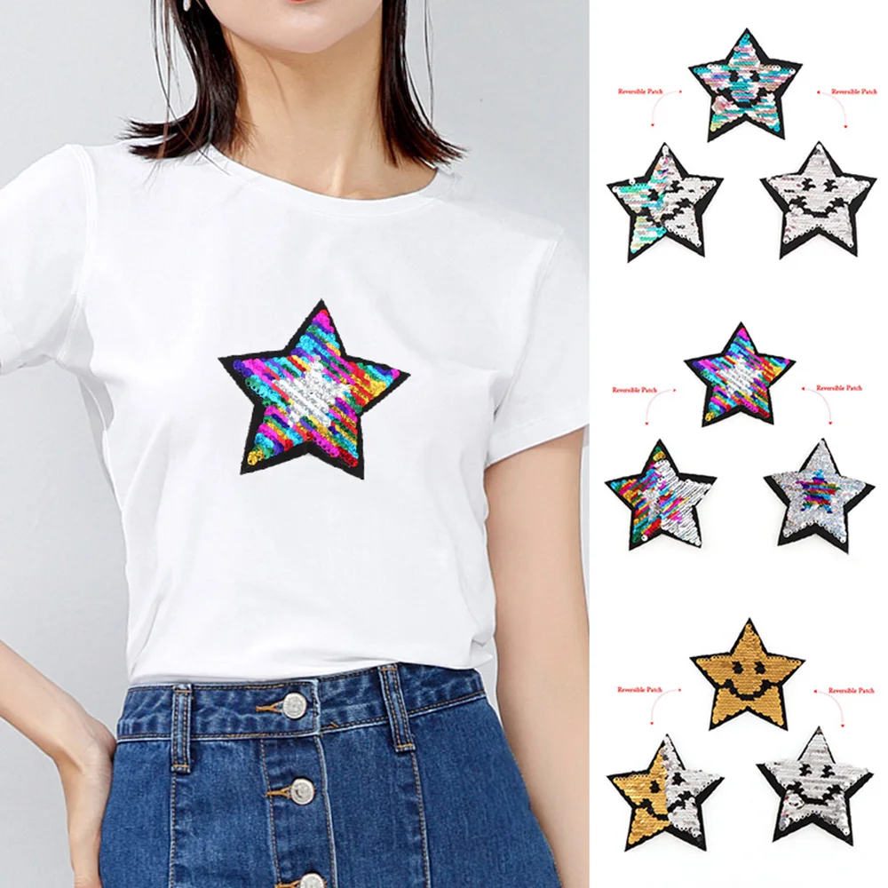 10 шт./лот блестящая нашивка со звездами наклейки сделай сам тканевая аппликация