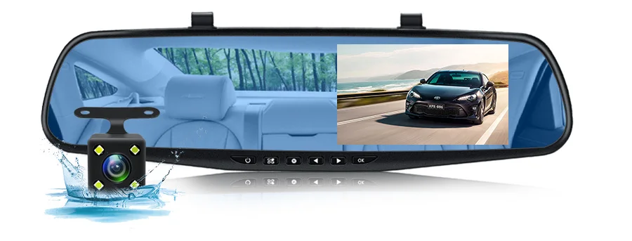 E-ACE, Автомобильный видеорегистратор, 4,3 дюймов, камера Full HD 1080 P, автоматическая камера, зеркало заднего вида с dvr и камерой, видеорегистратор, видеорегистратор для автомобиля