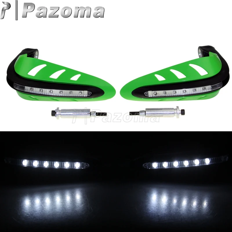 Green with LED 7/" 22 мм Мотокросс двойной Спорт расширение рукавицы для Honda Ducati Yamaha Suzuki 250 CBF600 CB1000R Transalp Hornet 600 XR - Цвет: Green with LED