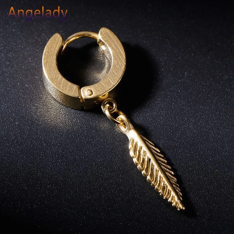 1pc New Arrival Punk Earrings Fashion Feather Pendant Personality Titanium Steel Buckle Women Men Jewelry Decoration Charms JUL3 | Украшения