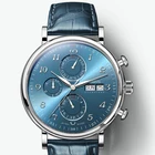 Роскошные брендовые швейцарские мужские часы LOBINNI, автоматические механические мужские часы с вечным календарем, мужские часы с сапфировым кожаным ремешком