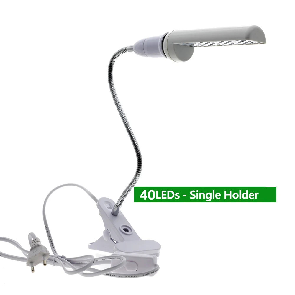 40 LEDs Single 220V Phytolamp E27 полный спектр светодиодный Grow светильник гибкий металлический шланг зажим-по выращиванию светильник s Крытый Фито лампы для растений, цветы - Испускаемый цвет: 40 LEDs Single