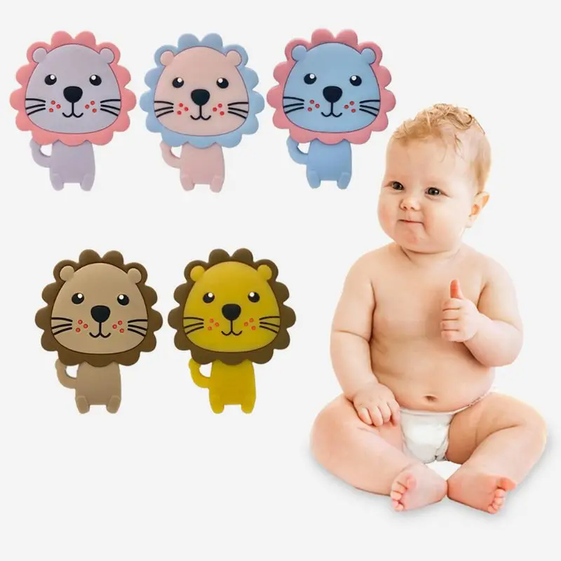 

Baby Cute Cartoon Lion Teether Silicone Molar Stick Infant Chewing Teething Toys
