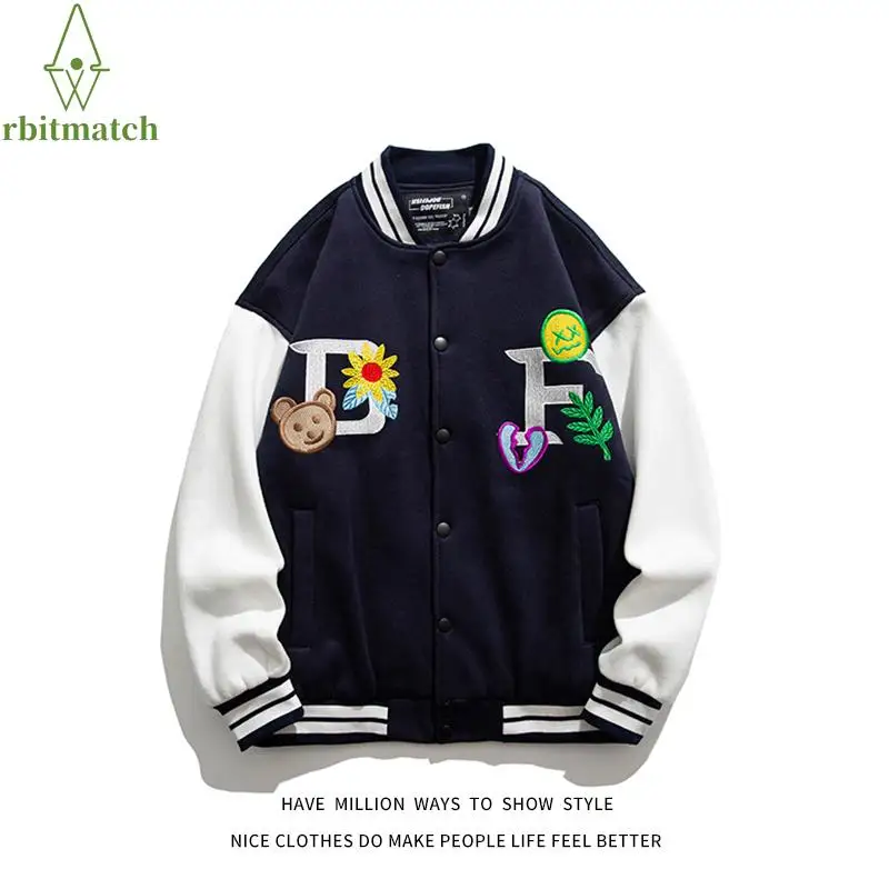 

New Ariival Spring And Autumn Embroid Letterman Women's Baseball Bomber Jacket Unisex Men's Varstiy Coat Vintage Casual Street