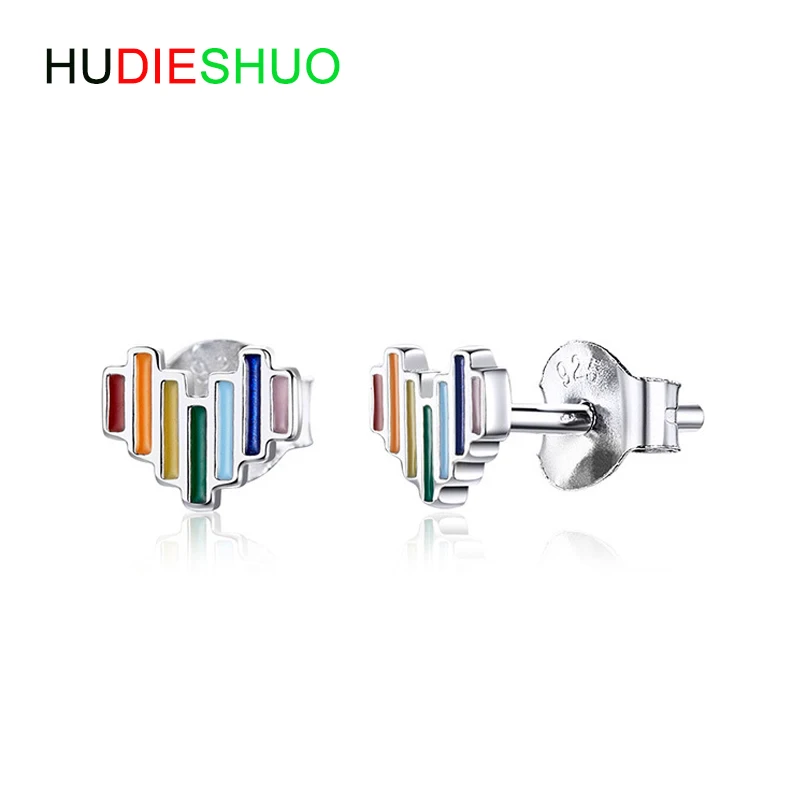 Женские серьги гвоздики в форме сердца серебро 925 пробы|Серьги-гвоздики| |