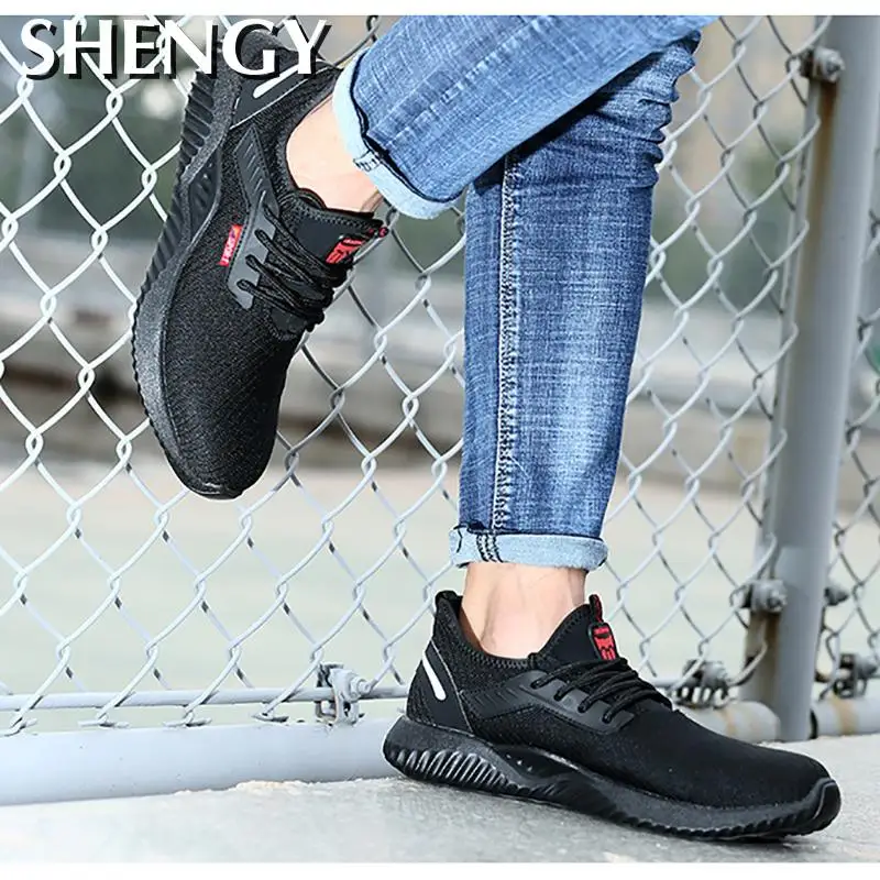 Мужская повседневная обувь мужские безопасные рабочие ботинки 2020 со стальным