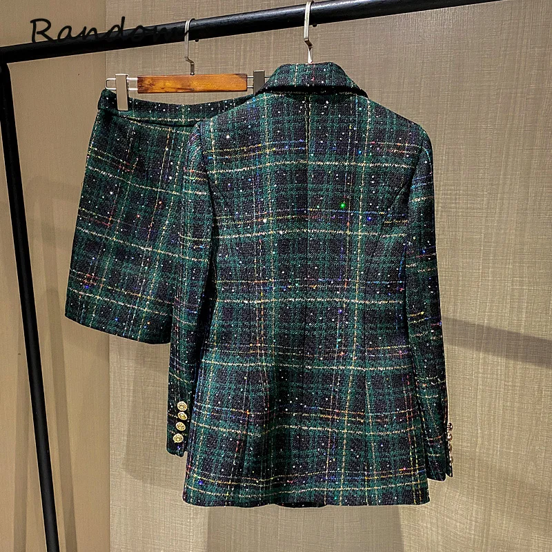 Женский твидовый костюм элегантный жаккардовый пиджак и короткие брюки комплект