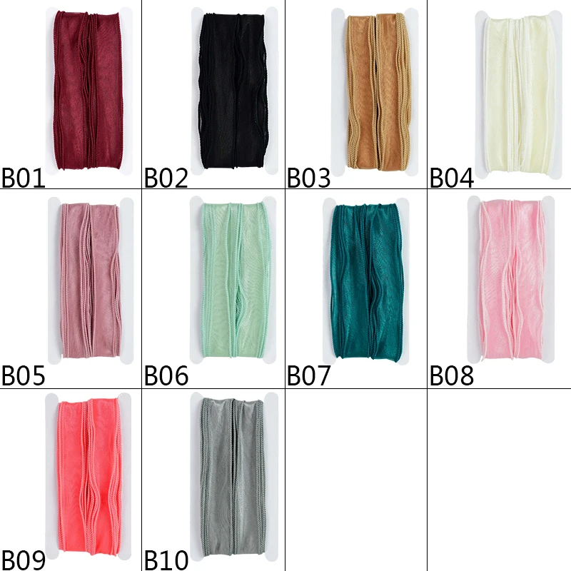 

10Yards 3cm Wave Organza Ribbon Bow Material Hair Ornament Party Handwork DIY Gift Wrapping Decoration Silk Lace Ribbon Supplies