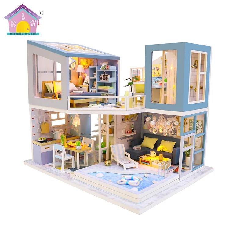 

Small house DIY hand-assembled model house Christmas gift wooden toy