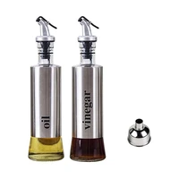 300ml oil vinegar bottle set 2 pcs olive oil dispenser bottle with stainless steel funnel oil and vinegar cruet