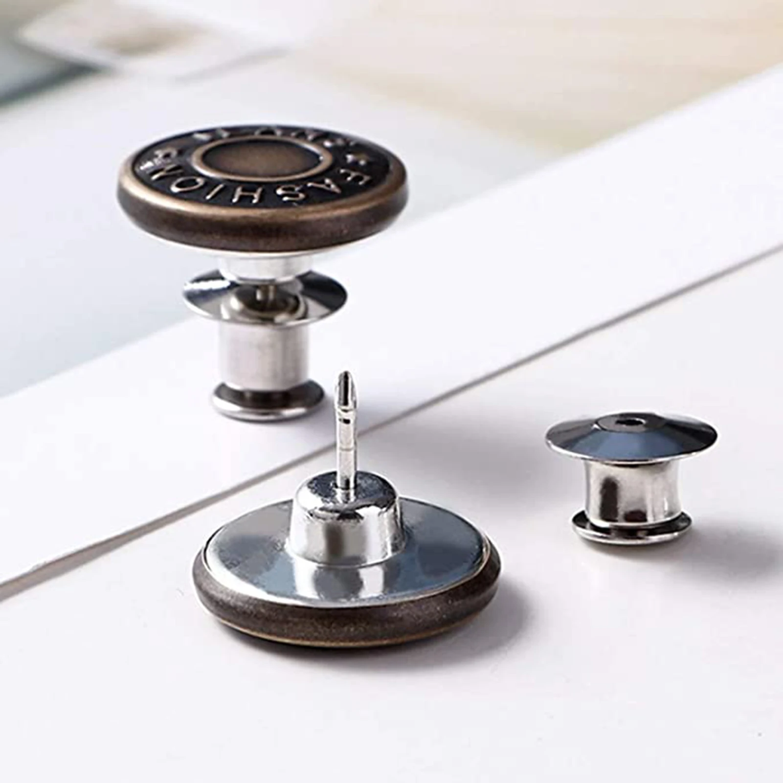

10pcs 17mm Instant Buttons for Jeans Jackets With Metal Base Adjustable No Sew Metal Button Replacement Kit for Any Pant can CSV