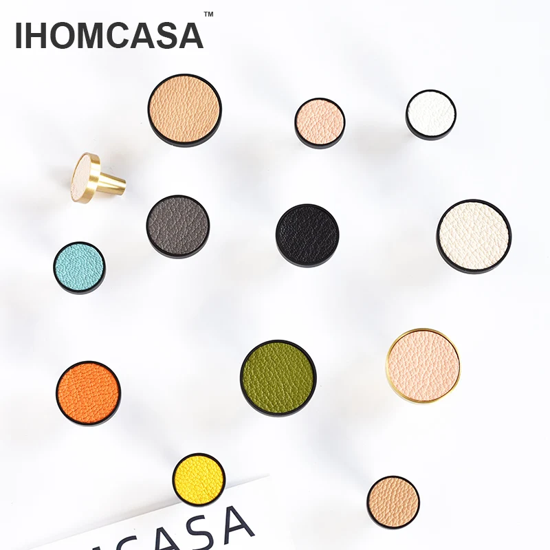 

IHOMCASA Nordic Furniture Black Door Handles Kitchen Closet Wardrobe Dressing Cupboard Cabinet Knobs Brass Leather Drawer Pulls