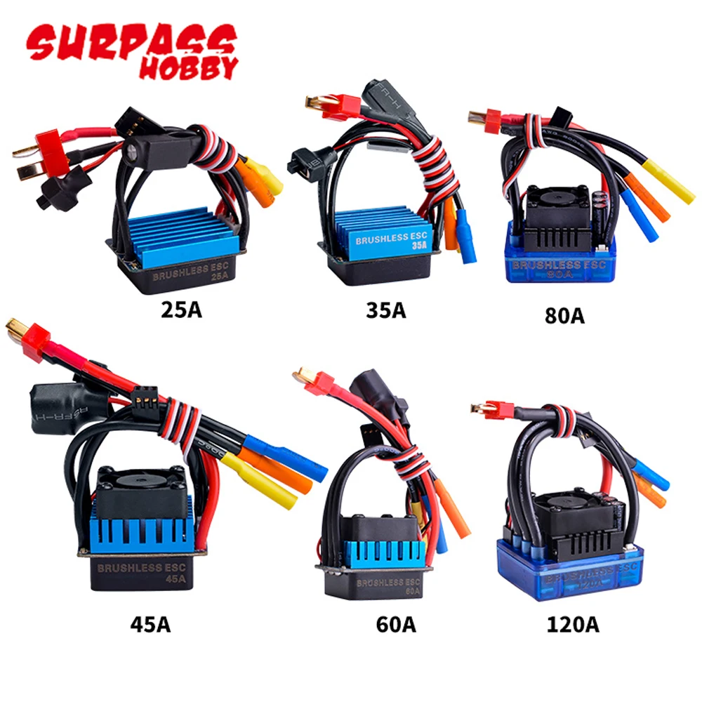 Водонепроницаемый Бесщеточный Регулятор Скорости Supass Hobby 25 А/35 А/45 А/60 А/80 а/1/8 А ESC
