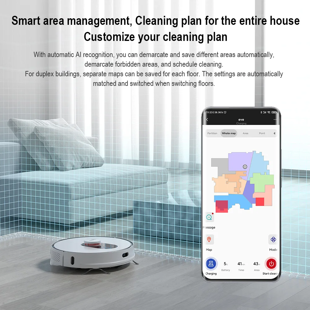 

ROIDMI EVE Plus Robot Vacuum Cleaners Smart Home APP Control Assistant Alexa Mi Home Floor Cleaning White Robot Dust Collection