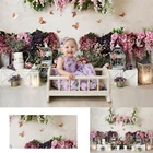 Фон для фотосъемки детей с изображением сада бабочки леса детского торта разбитого свежего цветочного рынка фотостудия 1-й день рождения
