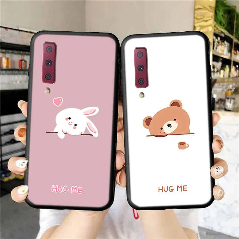 

For Samsung A7 2018 Phone Case Luxury Funda Rabbit Silicone Soft Shell Galaxy 7a Bear Celulares Sleeve Cartoon Back Covers Coque