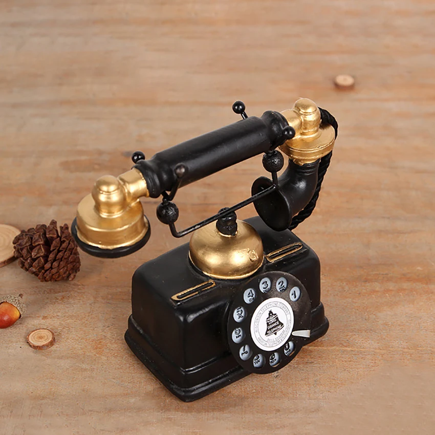Ретро телефон из смолы украшение для телефона настольный с вращающимся