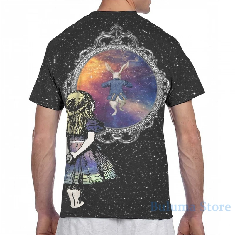 Следите за Белый Кролик Алиса в стране чудес для мужчин футболка женская целиком