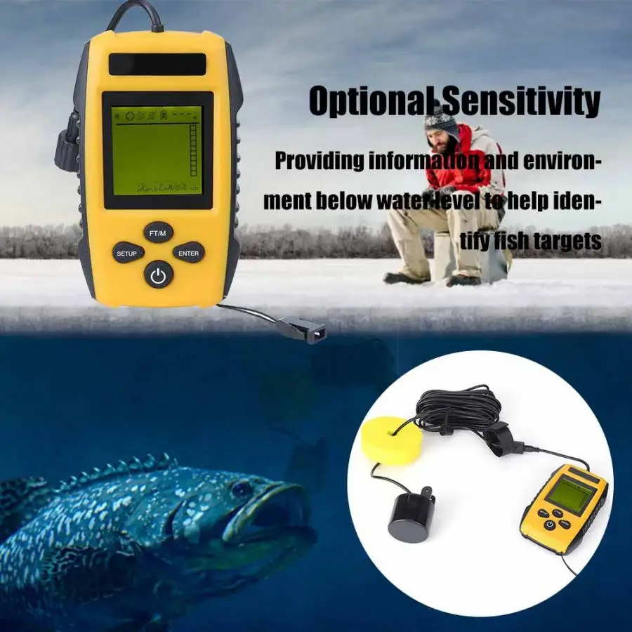 100 м портативный беспроводной рыболокатор Sonar LCD s рыболовные инструменты эхолот