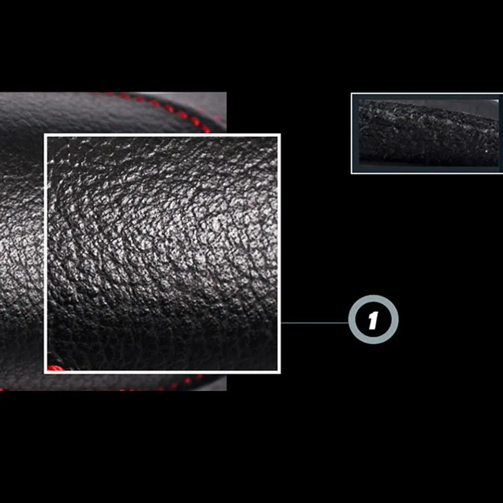 

Car-styling Universal Steering Wheel Cover Skidproof Auto Steering- Wheel Cover Anti-Slip Embossing Leather Car Accessories