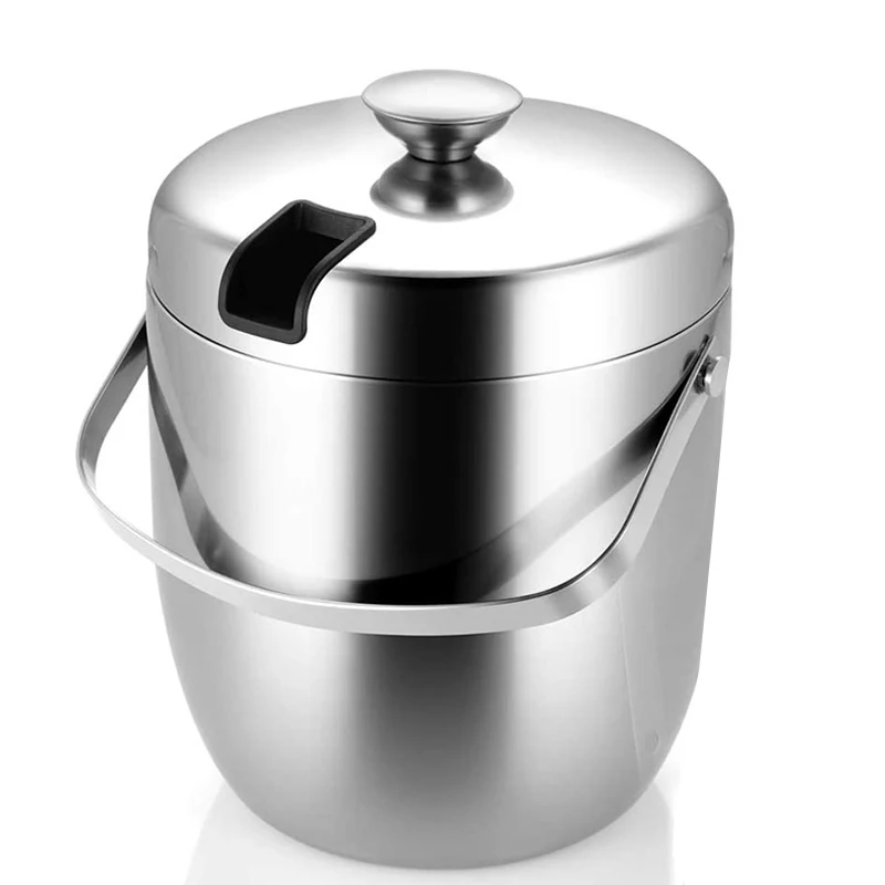 Ведро для льда шампанского изолированное нержавеющая сталь двойная стенка ведро