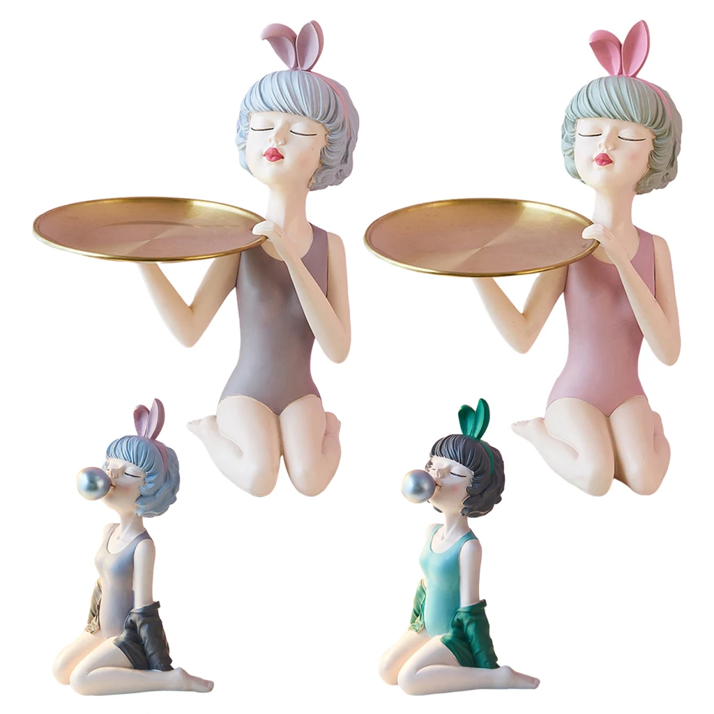 

Lovely Girl Figurine Resin Crafts Statue Sculpture Bedroom Desk Decoration