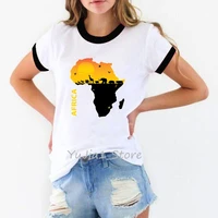 novelty africa map tee love home print graphic t shirts for women black queen hip hop melanin shirt woman funny tshirt wholesale