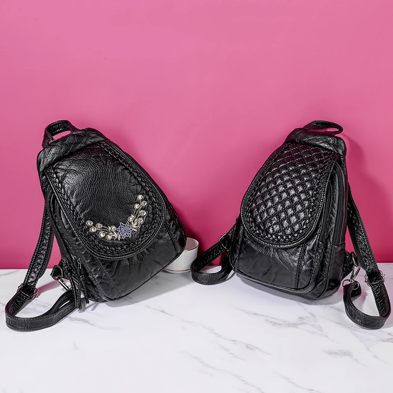 Модные женские сумки с вышивкой маленький рюкзак высокое качество Мягкий