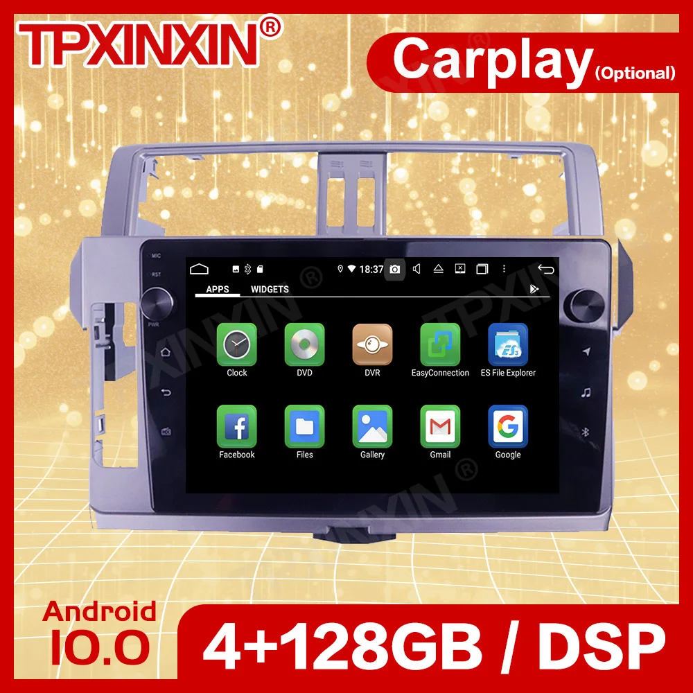 

Автомобильный стереоприемник Carplay, 128G, 2 Din, для Toyota PRADO 2014 2015, радио, аудиомагнитофон, головное устройство, плеер, экран