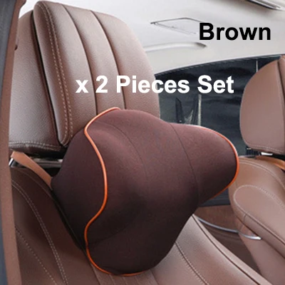 BrownHeadrestx2 Качественный комплект из 2 предметов для автомобильных сидений, подушка для поддержки талии и шеи, Автомобильная подушка для подголовника с эффектом памяти, Ортопедическая подушка для защиты позвоночника - Цвет: BrownHeadrestx2