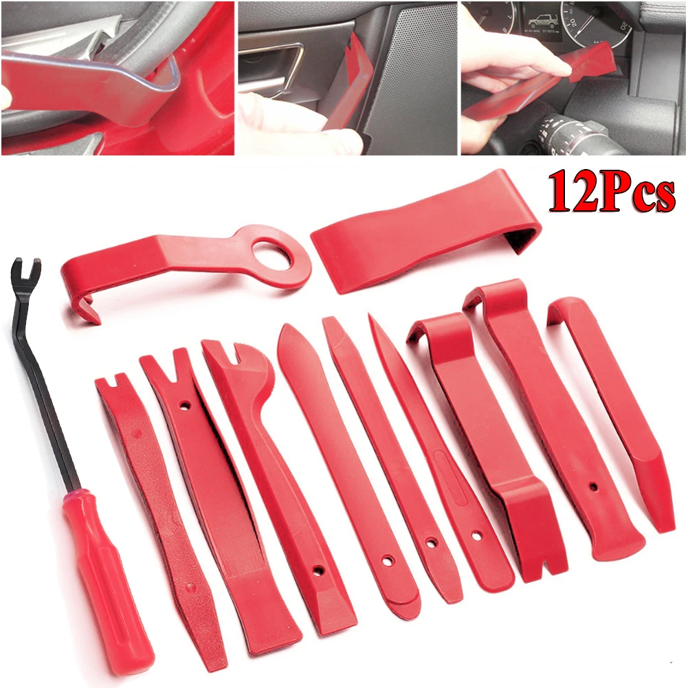 

12Pcs Trim Removal Tool Set Car Trim Puller Kit Plastic Pry Tools for Door Panel Audio Terminal Fastener Remover Auto Accessory