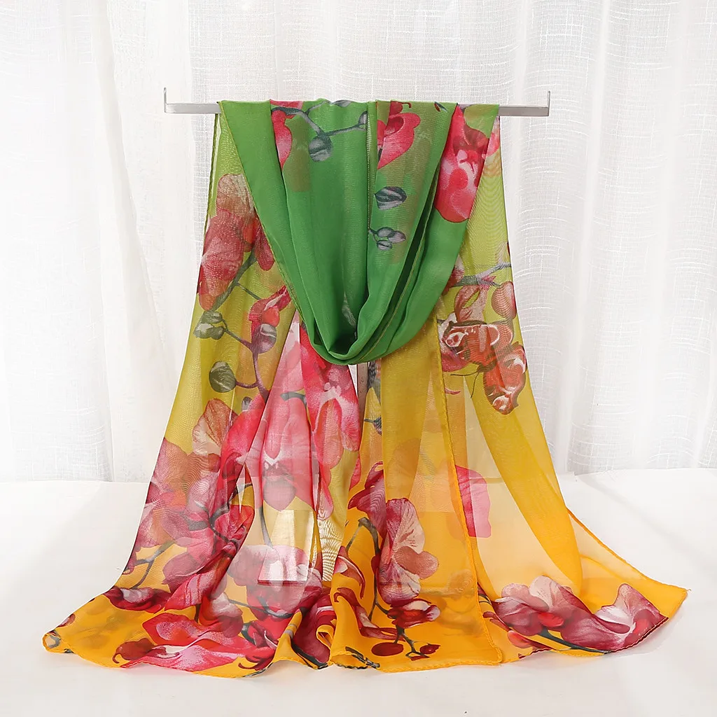 Шелковый шарф с цветочным принтом в стиле ретро на шею винтажный Модный женский