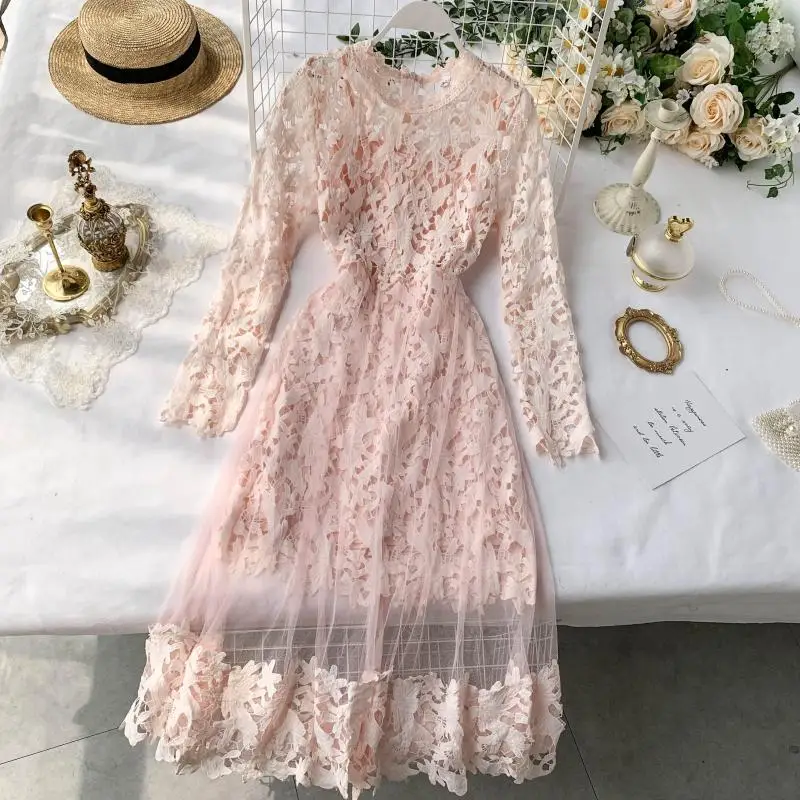 С кружевным плетением вечерние сексуальное платье в Корейском стиле Винтаж Для