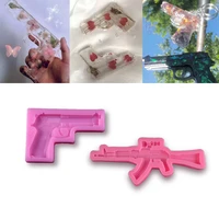 gun shape silicone mold 3d embossed pistol toy chocolate pastry biscuit epoxy resin mold diy kitchen baking jewelry pendant make