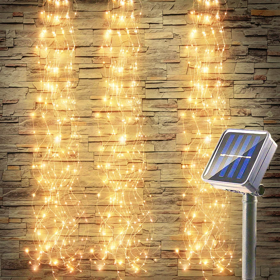 

Outdoor garland fairy light solar power lamp garden decoration christmas waterproof 200 LEDs Vines Branch Copper Wedding Light
