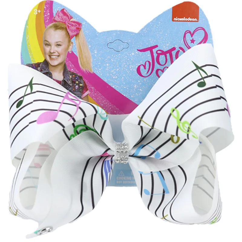 

1pc 8" Jojo Siwa Bows Hair Clip Musical Note Hairpin Cartoon Stripe Hairgrips Piano Symbol Girls Fashion Party Hair Accessories