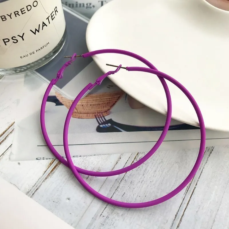6CM Big Circle Hoop Earrings For Women Korean Yellow Green Colorful Hoop Earring Female Brincos Fashion Jewelry Gifts