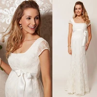 cap sleeve lace vestido de noiva wedding dress 2016 new arrival sexy bow sashes bride dresses for pregnant women plus size