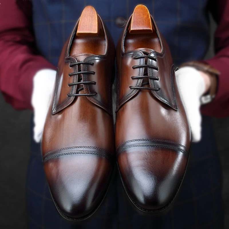 Новинка мужские туфли в стиле ретро из натуральной кожи свадебные туфли-оксфорды