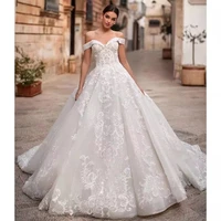 a line wedding dress 2021 elegant sweetheart off shoulder bride beaded appliques lace up princess bridal gown vestido de noiva
