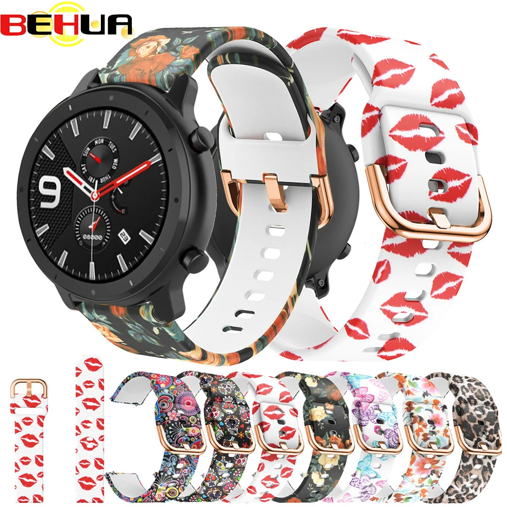Печать для Huami Amazfit GTR 42 мм/GTS ремешок часов с стальной пряжкой силиконовый 20 мм