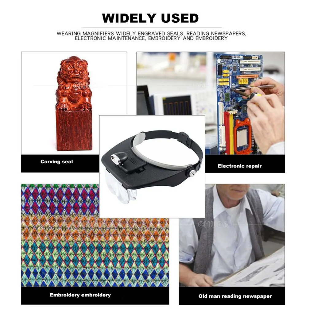 Светодиодный светильник гарнитура увеличительное стекло головной Ювелирная