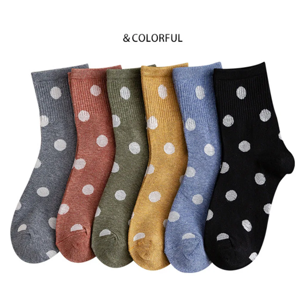 Носки OSTRICH бесплатно хлопковые носки средней длины в горошек с волнистыми